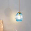 GobekUsa Gold Tulip Wall Lamp Sconce with Blue/Smoke Gray Dimpled Glass Shade - Modern 1 Light Hanging Light