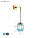GobekUsa Gold Tulip Wall Lamp Sconce with Blue/Smoke Gray Dimpled Glass Shade - Modern 1 Light Hanging Light