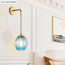 GobekUsa Gold Tulip Wall Lamp Sconce with Blue/Smoke Gray Dimpled Glass Shade - Modern 1 Light Hanging Light