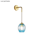 GobekUsa Gold Tulip Wall Lamp Sconce with Blue/Smoke Gray Dimpled Glass Shade - Modern 1 Light Hanging Light
