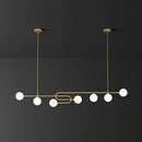GobekUsa Minimalist U-Shaped Gold Metal Suspension Light with Milky Glass Shade for Dining Room Island