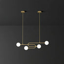 GobekUsa Minimalist U-Shaped Gold Metal Suspension Light with Milky Glass Shade for Dining Room Island