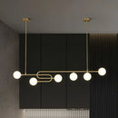GobekUsa Minimalist U-Shaped Gold Metal Suspension Light with Milky Glass Shade for Dining Room Island