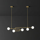 GobekUsa Minimalist U-Shaped Gold Metal Suspension Light with Milky Glass Shade for Dining Room Island