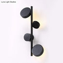 GobekUsa Vertical Linear Sconce Light: Black/Gold Finish, Post-Modern Design with 3 LED Metal Wall Lamp Heads