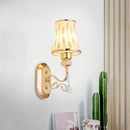 GobekUsa Modern Gold Finish Wall Lamp with Arc Wheat Patterned Glass