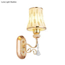 GobekUsa Modern Gold Finish Wall Lamp with Arc Wheat Patterned Glass