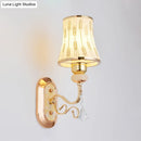 GobekUsa Modern Gold Finish Wall Lamp with Arc Wheat Patterned Glass