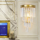 GobekUsa Modern Golden Wall Lamp with Clear Crystal Block - Bedside Wall Lighting Fixture