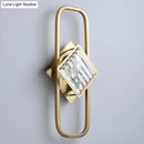 GobekUsa Modern Gold Wall Lamp with Clear Crystal Blocks - Square Wall Lighting in a Rectangular Frame