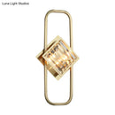 GobekUsa Modern Gold Wall Lamp with Clear Crystal Blocks - Square Wall Lighting in a Rectangular Frame