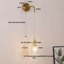 GobekUsa Clear Glass LED Wall Lamp Pull Chain Switch Modern Luxury Home Decor