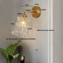 GobekUsa Clear Glass LED Wall Lamp Pull Chain Switch Modern Luxury Home Decor
