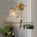 GobekUsa Clear Glass LED Wall Lamp Pull Chain Switch Modern Luxury Home Decor