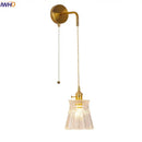 GobekUsa Clear Glass LED Wall Lamp Pull Chain Switch Modern Luxury Home Decor