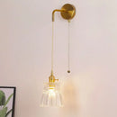 GobekUsa Clear Glass LED Wall Lamp Pull Chain Switch Modern Luxury Home Decor