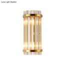 GobekUsa Modernist Gold Cylinder Wall Lamp with Crystal Rod Shade - 2 Lights Wall Mount Lighting