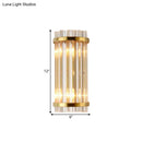 GobekUsa Modernist Gold Cylinder Wall Lamp with Crystal Rod Shade - 2 Lights Wall Mount Lighting