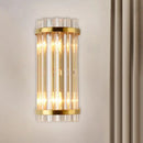 GobekUsa Modernist Gold Cylinder Wall Lamp with Crystal Rod Shade - 2 Lights Wall Mount Lighting