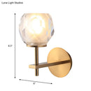 GobekUsa Modern Stylish Clear Glass Wall Lamp with Faceted Globe Shade - Golden Wall Mounted Light for Hallway