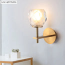 GobekUsa Modern Stylish Clear Glass Wall Lamp with Faceted Globe Shade - Golden Wall Mounted Light for Hallway