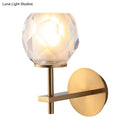 GobekUsa Modern Stylish Clear Glass Wall Lamp with Faceted Globe Shade - Golden Wall Mounted Light for Hallway