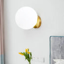 GobekUsa Gold Modernist Wall Sconce with Opal Glass Shade for Bedroom Lighting
