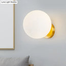 GobekUsa Gold Modernist Wall Sconce with Opal Glass Shade for Bedroom Lighting