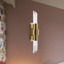 GobekUsa Modern Gold Wall Mount Lamp with Prismatic Crystal Shade for Bedroom