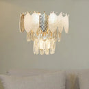 GobekUsa Modern Crystal Wall Sconce with Tapered Design, Golden Accents, and Acrylic Leaves