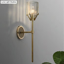 GobekUsa Brass Wall Sconce with Clear Crystal Block Cylinder and Pencil Arm