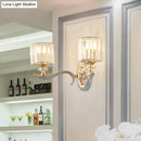 GobekUsa Contemporary Gold Wall Light with Clear Crystal Shade - Modernist 1/2-Head Cylinder Lamp