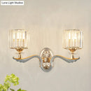 GobekUsa Contemporary Gold Wall Light with Clear Crystal Shade - Modernist 1/2-Head Cylinder Lamp