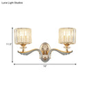 GobekUsa Contemporary Gold Wall Light with Clear Crystal Shade - Modernist 1/2-Head Cylinder Lamp