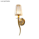 GobekUsa Modern Gold Wall Sconce Light with Crystal Prism - Clear Tapered Shade, Ideal for Stairways