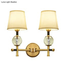 GobekUsa Modern Brass Wall Sconce with Crystal Accent and Fabric Shade