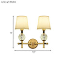 GobekUsa Modern Brass Wall Sconce with Crystal Accent and Fabric Shade