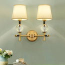 GobekUsa Modern Brass Wall Sconce with Crystal Accent and Fabric Shade