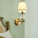GobekUsa Modern Brass Wall Sconce with Crystal Accent and Fabric Shade