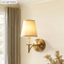 GobekUsa Brass Sconce Lamp: Simplicity 1-Bulb Wall Light with Fabric Shade