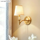 GobekUsa Brass Sconce Lamp: Simplicity 1-Bulb Wall Light with Fabric Shade