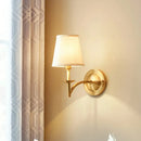 GobekUsa Brass Sconce Lamp: Simplicity 1-Bulb Wall Light with Fabric Shade