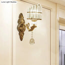 GobekUsa Gold Wall Mount Light Arc Sconce Lamp for Corners - Modern Crystal Block Fixture