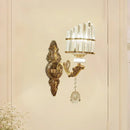 GobekUsa Gold Wall Mount Light Arc Sconce Lamp for Corners - Modern Crystal Block Fixture