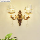 GobekUsa Gold Wall Mount Light Arc Sconce Lamp for Corners - Modern Crystal Block Fixture