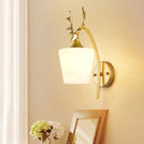 GobekUsa Modern Gold Wall Mount Light Fixture with Opal Glass and Metal Elk - Conical Sconce