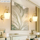 GobekUsa Modern Gold Wall Mount Light Fixture with Opal Glass and Metal Elk - Conical Sconce