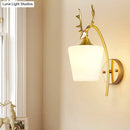 GobekUsa Modern Gold Wall Mount Light Fixture with Opal Glass and Metal Elk - Conical Sconce