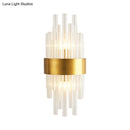 GobekUsa Modern Gold Wall Mount Light with Crystal Tube - Perfect for Corridors