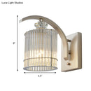 GobekUsa Modern Gold Wall Mounted Lamp with Clear Crystal Shade- 1 Head Cylindrical Design